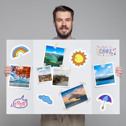 12 Pack Trifold Poster Board, 28x40 White Presentation Display Board - size: 28x40, style: 12 Pack