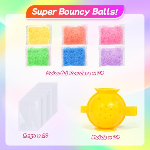 24 Packs Gift Bouncy Ball Kit with Cards for Kids Magic Bouncing Ball STEM Science Experiment Craft Party Favors School Classroom Gifts Exchange for Boys and Girls