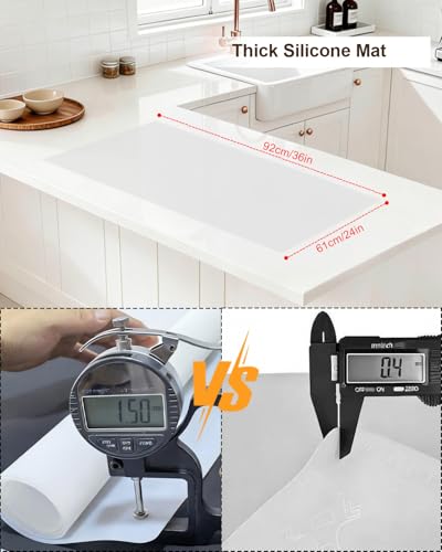 Large Crafting Silicone Mat, 24"x36" x1.5MM Inch Artist Work Mat for Jewelry Making, Epoxy Resin, Painting, Scrapbooking, Heat Resistant Nonstick Surface and Table Protector for DIY,Translucent - color: Translucent, size: 36" x 24"
