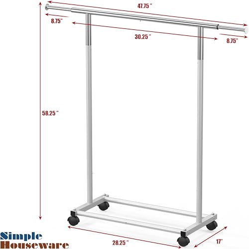 Simple Houseware Standard Rod Garment Clothing Rack, Silver - color: Silver