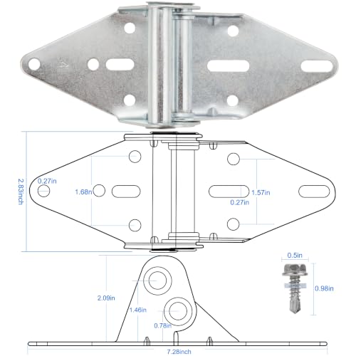 2-Pack #4 Garage Door Hinges, Heavy Duty 14 Gauge Galvanized Steel - size: #4