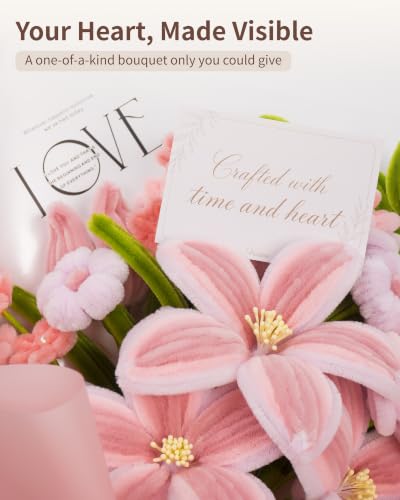 Vuzica 460Pcs Pipe Cleaner Flower Kit, 8mm Pink Pipe Cleaners Bulk - color: Sweet Devotion - Bouquet Edition