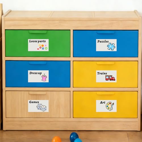 Toy Bin Labels with Pictures Kids Classroom Storage Box Organizer Stickers - color: Label