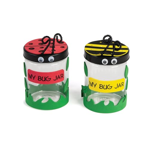 Fun Express Bug Catcher Kit for Kids - Makes 12 Bug Jars with Craft Supplies | Bug House Container with Ventilated Lids for Lightning Bug Catching | VBS Crafts, Bug Party Favors & Nature Explorer Kit
