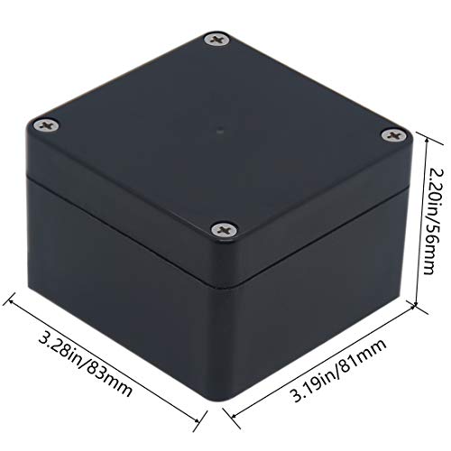 2 Pack Project Box IP65 Waterproof Junction Box ABS Plastic Black Electrical Boxes DIY Electronic Project Case Power Enclosure 3.27"x3.19"x2.2"(83x81x56mm) - size: 3.27"x3.19"x2.2"(2Pcs)