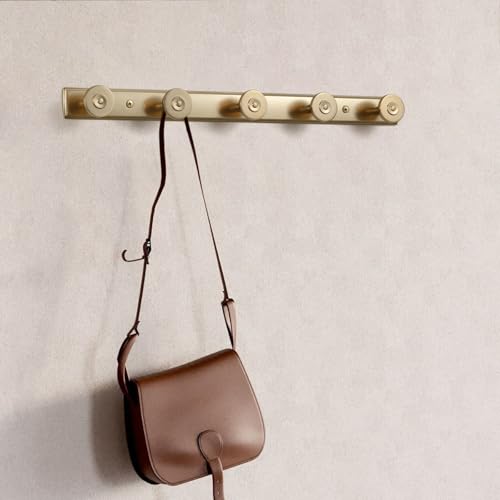 Coat Rack Wall Mounted,Champagne Bronze Zinc Alloy with 5 Hooks - color: Champagne Bronze