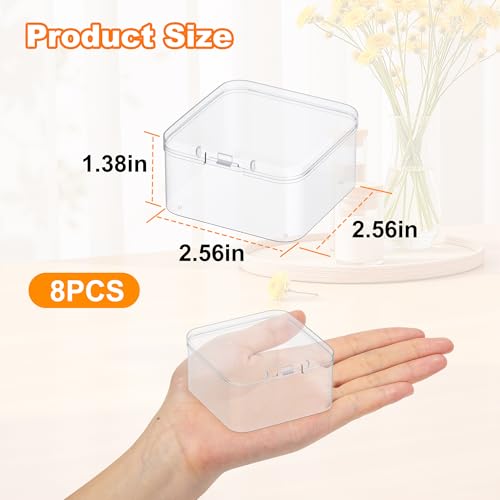 8 Pack 2.56 x 2.56 x 1.38 inch Clear Plastic Storage Containers with Lids - color: 8 PCS, size: 6.5 x 6.5 x 3.5 inch