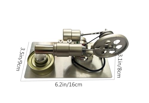 Hot Air Stirling Engine Motor Model,Stirling Engine Kit, Single-Cylinder Metal Stirling Engine External Combustion Engine Motor,DIY Hot Air Engine Gift of Air for Adults Desktop EducationalToy (Grey) - color: Grey