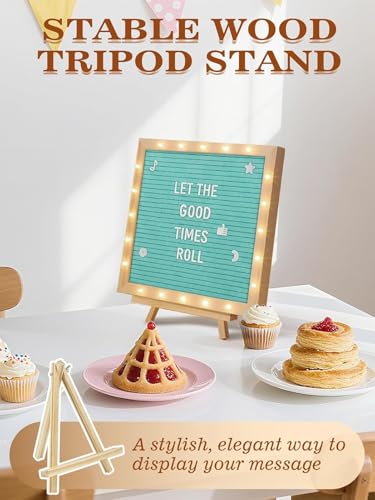 10"×10" Felt Letter Board with LED Lights & Stand for Halloween Party Decor - color: Blue