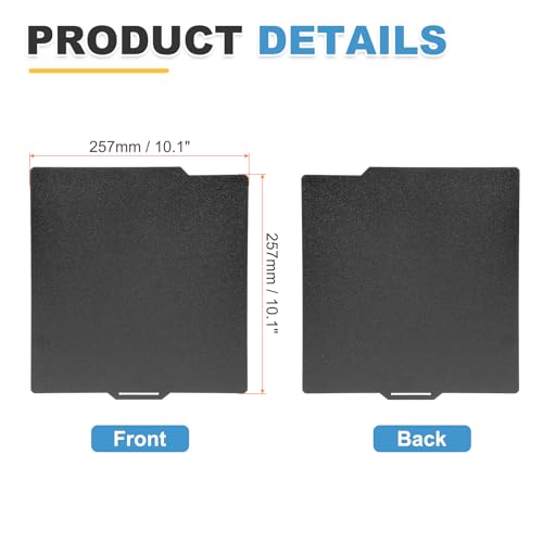 MECCANIXITY PEI Build Plate 257x257mm, Double Side Black Textured PEI Sheet Spring Steel Build Plate for Bambu Lab P1P/P1S /X1/X1C/A1 3D Printer - size: 257x257mm, style: Double Side Black PEI