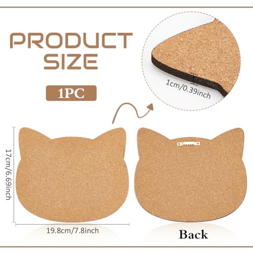 BENECREAT Pin Board Cat Cork Board, 0.4inch Thick Bulletin Display Board Wall Mounted Cork Board for Brooch Pin Storage, Office Home Festival Valentine's Decor, 7.8x6.7inch - style: Cat