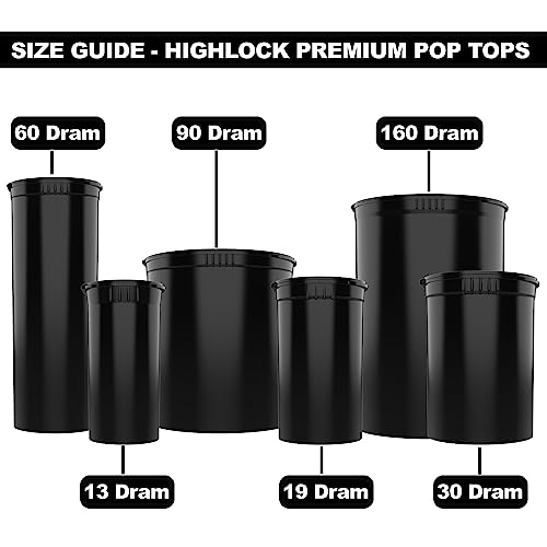 Dragon Chewer 160 Dram CR Plastic Packaging Pop Top Containers - Child Resistant Travel Holder Vial Bottles - 33 qty (Black) - color: Black