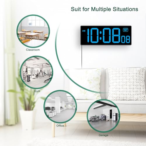 Soobest LED Wall Clock Digital Clock with Seconds - color: 10.2" Blue