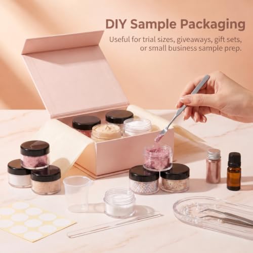 25 Count 5 Gram Sample Containers, Clear Lip Balm Jars - color: Black