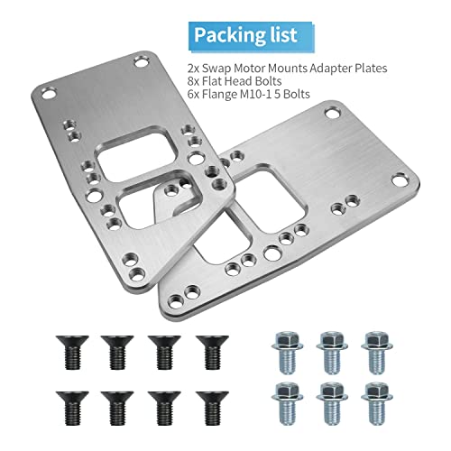 for LS Swap Motor Mounts Adapter Plates - LS Conversion Adjustable Universal Swap Bracket Small Block Kit for LS Engine, LS1 LS3 LS2 LQ4 LQ9 LS6 L92 L99 L33 LR4 Billet Aluminum
