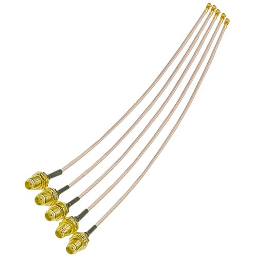 5pcs RG178 UFL SMA Coaxial Cable, U.FL to SMA Female Pigtail Jumper, SMA Female to U.FL IPX MHF1 Coax Cable 4inch (10cm) Low Loss Extension Cable for Wi-Fi Radios, Antenna, Mini PCI