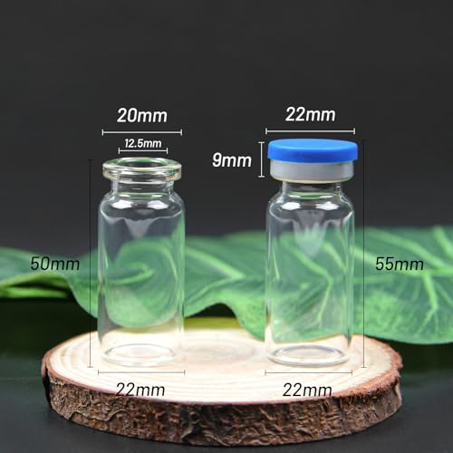 100 Pack 10ml Clear Glass Vials with Caps – 2.5 Dram Lab Headspace Vials - color: Clear Vial Blue Cap, size: 10ml