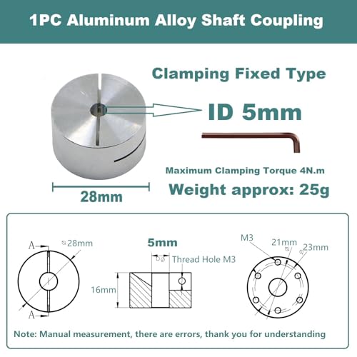Aluminum Alloy Shaft Coupling, 5 mm Inner Dia Clamping Fixed Type Coupler Connector for Connecting Motor and Wheel DIY Model RC Parts (1Piece - style: 5mm Clamping Coupling