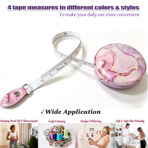 Tape Measure Body Measuring Tape,Medical Body Cloth Tailor Craft Dieting Measuring Tape, Dual Sided Retractable Ruler Colour Printed Soft Tape Measure Retractable - color: Pink Flow Gold 1 pack