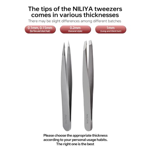 Pointed Tweezers for Women Facial Hair, Professional Fine Point Eyebrow Tweezers with Comfortable Handle, Ingrown Hair and Splinter Removal, With Travel Case - style: Pointed