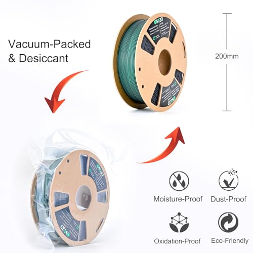 OVV3D Dual Color PLA Filament 1.75mm, Black Green Matte PLA 3D Printer Filament, Multi Color Change 3D Printing Filament for Most FDM 3D Printer, 1kg Spool - color: Matte Black Green