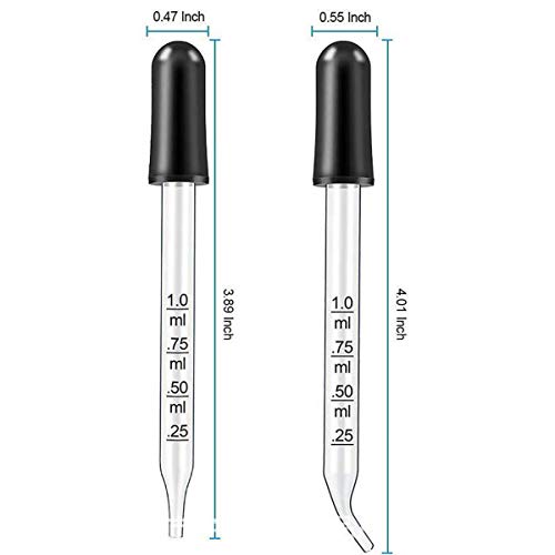 Eye Droppers for Essential Oils, 1ml, Straight-Tip, 5 Packs - size: Straight Tip
