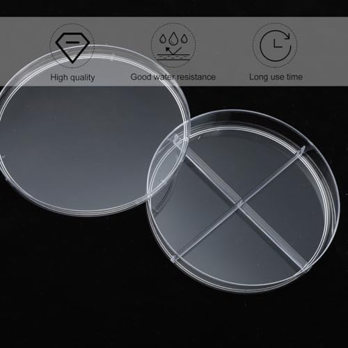 PartyKindom 10 Pack Transparent Petri Dish Four Compartments Cell Culture Dishes 3.54 X 3.54 X 0.59 in Scientific Teaching Aid for Biology Microbiology Lab Experiments