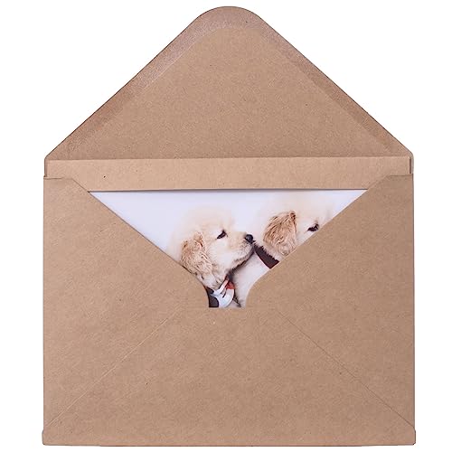 200 Sets Photo Frame Cards with Envelopes 4x6 Paper Picture Frames Bulk - color: Kraft