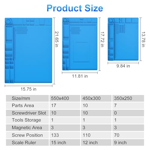 STREBITO Silicone Soldering Repair Mat Magnetic Work Mat 17.7''x11.8''