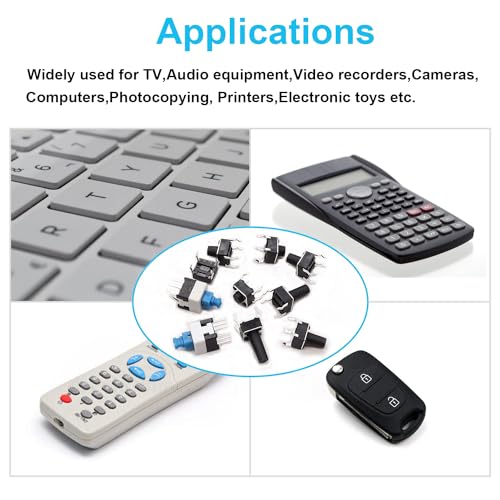 TWTADE 202PCS Micro Momentary Tactile Push Button Switch Assortment Kit 10 Values 4 Pin/6Pin 6x6mm & 7x7mm Tact Switches - color: Black-4 Pin