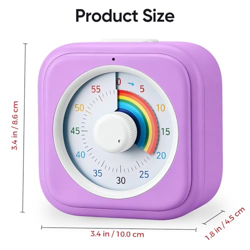 Rainbow Visual Timer for Kids with 60 Minute Silent Mode - color: Pink