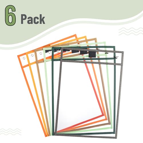 Mr. Pen- Reusable Dry Erase Pocket Sleeves, 10" x 14", 6 Pack, Colorful - color: Autumn, size: 6 Pack