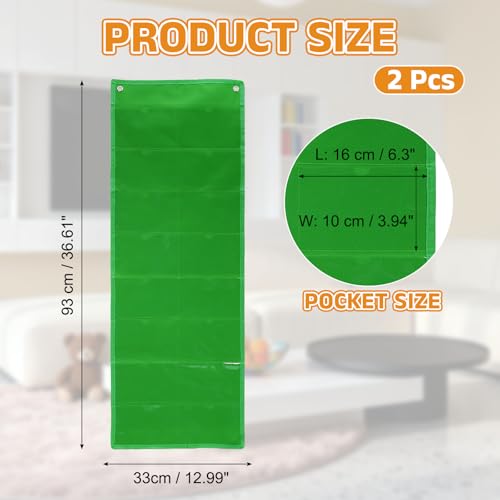 PATIKIL 2Pcs 4"x6" Index Card Holder Sleeve 16 Card Slots Organizer Green - color: Green