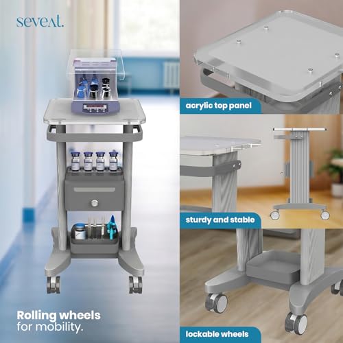 Professional Medical Cart | 3-Tier Rolling Trolley with Drawers | 198 lbs Capacity | Portable Utility Cart for Hospitals, Clinics, Spa, Office, or Home (Silver) - color: Silver