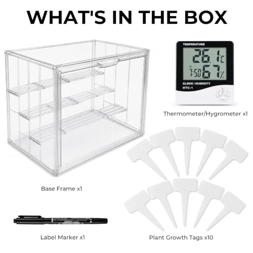 Mini Greenhouse Indoor Kit with Hygrometer&Growth Label for Plants&Seedings