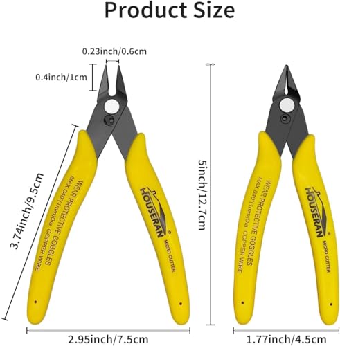2 Pack Flush Cutters Small Wire Cutter Flush Cut Snips Side Cutter - color: Yellow 2 Pack