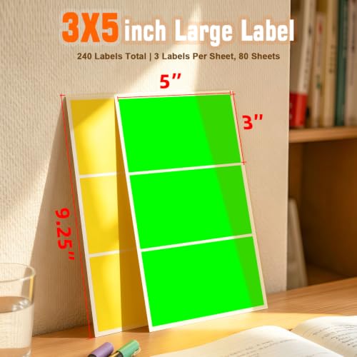 3" x 5" Sticker Labels,240 PCS 8 Neon Colors Labels for Storage Bins - color: 8 Colors, size: 3X5 Inch-240PCS