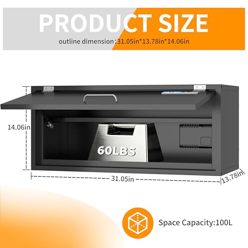 Wall-Mount Filament Storage Cabinet, 20-Roll, 25% RH Dehumidifier - color: 100L Black