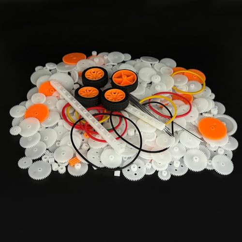 276PCS Plastic Gear Kit Shaft Axles Rubber Band Single Double Spindle Small Motor Gear for Motor RC Car Truck Helicopter Robot DIY Model Building Parts (276)