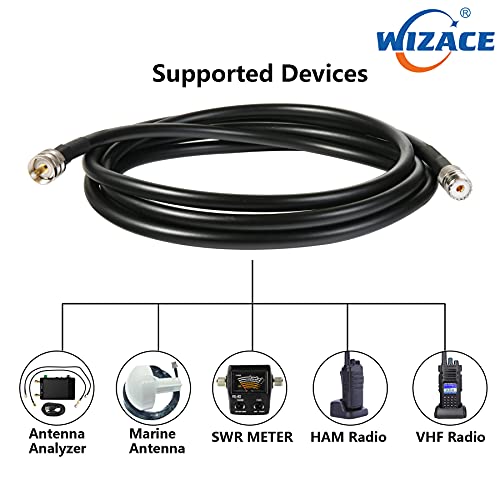 WIZACE 3ft PL-259 UHF CB Coax Cable, KMR400 PL-259 UHF Male to Female Low Loss Antenna Extension Jumper for HAM Radio, Antenna Analyzer, Dummy Load, SWR Meter - size: 3 ft - 1PCS