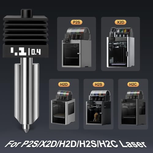 4PCS P2S Hotend Kit with Hardened Steel Nozzle for Bamboo lab H2D/H2S/H2C/X2D/P2S 3D Printer, One-Piece Integrated Design for Reduced Clogging (0.2+0.4+0.6+0.8) - size: 0.2+0.4+0.6+0.8 (Standard Edition)