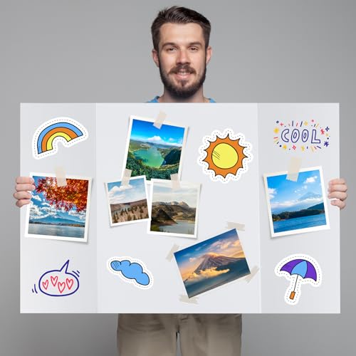12 Pack Trifold Poster Board, 16x40 White Presentation Display Board - size: 16x40, style: 12 Pack