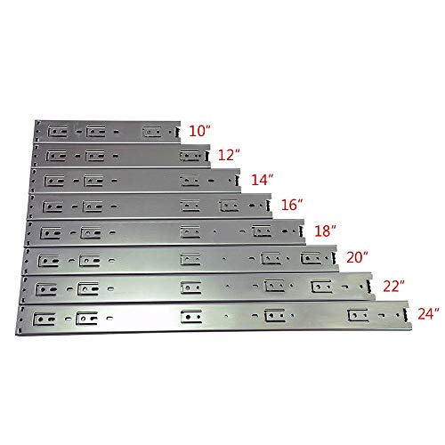 10 Pack Promark 3-Section 100 LB Capacity Full Extension Ball Bearing Side Mount Drawer Slides (18 Inches) - size: 18 Inches-10 Pack