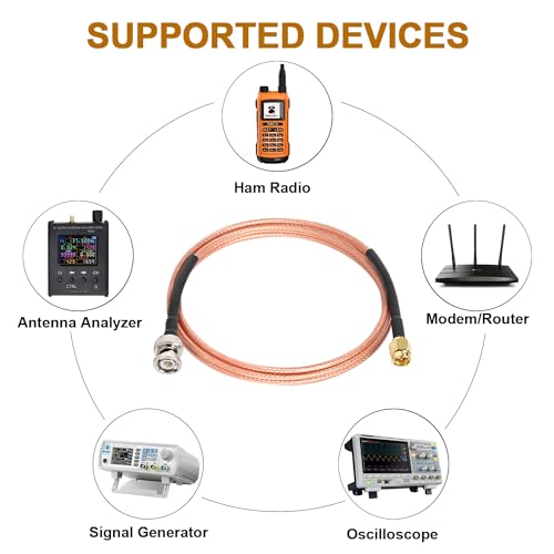 MOOKEERF SMA Male to BNC Male Cable 6ft,SMA to BNC Cable RG316 SMA BNC Adapter Cable for RF Applications/Antennas/Wireless LAN Devices/Wi-Fi Radios External Antenna etc - size: 6FT