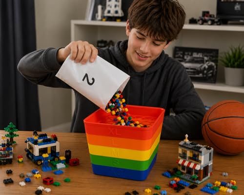 5 Tray Stackable Brick Sorter & Sifter for LEGO Bricks and Compatible Building Blocks | Stackable Sorting Tray Organizer | No Assembly | STEM Gift for Builders & Hobbyists