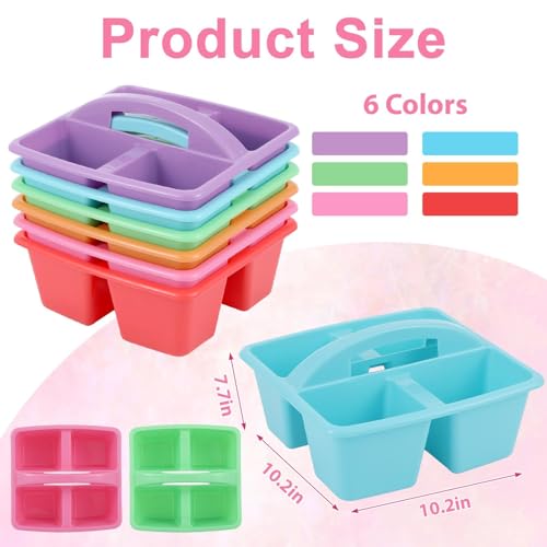 6 Pack 4 Compartment Classroom Caddy with Handle, Rainbow - color: Rainbow