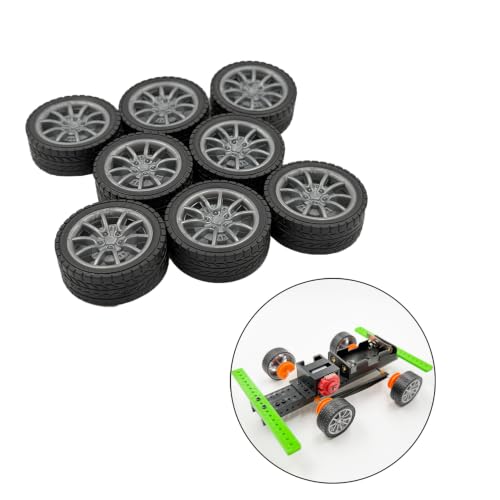 12PCS Small Toy Wheels Toy Car Wheel with Metal Shaft Axles for RC Car Truck Robot DIY Model Toy Building Parts (Style 2) - style: Style 2