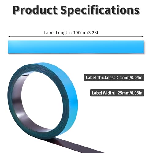 25mm x 1000mm Dry Erase Magnetic Strip, Blue - size: 1m Blue