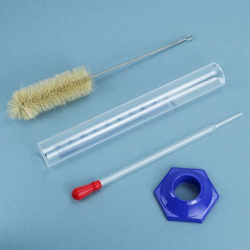 QWORK 100 mL Thick Glass Graduated Cylinder with Bumper Guards & Cylinder Brush, Measuring Liquid Lab Cylinders