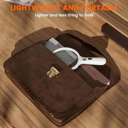 Magnifying Glass with Light Large 5" Lens, Handheld Illuminated Lighted Magnifier 24LED 1UV Light for Seniors, Reading, Coins, Jewelry, Close Work - color: White